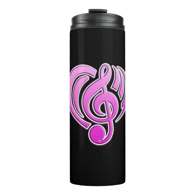 Vibrations Musical Love Pink Heart Music Note DJ Thermal Tumbler (Front)