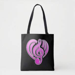 Vibrations Musical Love Pink Heart Music Note DJ Tote Bag