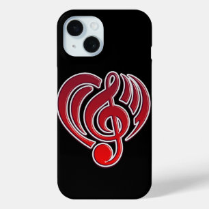 Vibrations Musical Love Red Heart Music Note DJ iPhone 15 Case
