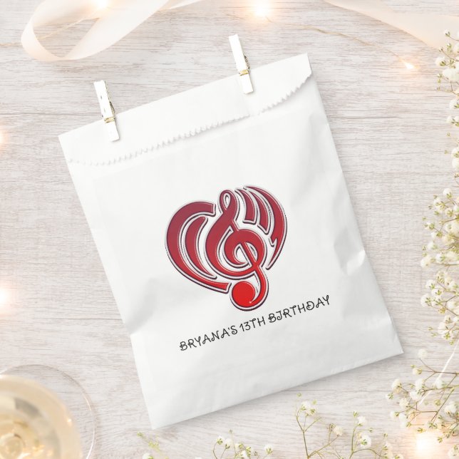 Vibrations Musical Love Red Heart Music Note DJ Favour Bags (Clipped)