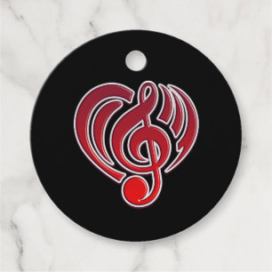 Vibrations Musical Love Red Heart Music Note DJ Favour Tags
