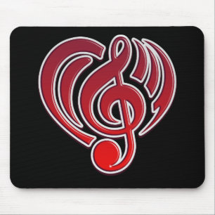 Vibrations Musical Love Red Heart Music Note DJ Mouse Mat