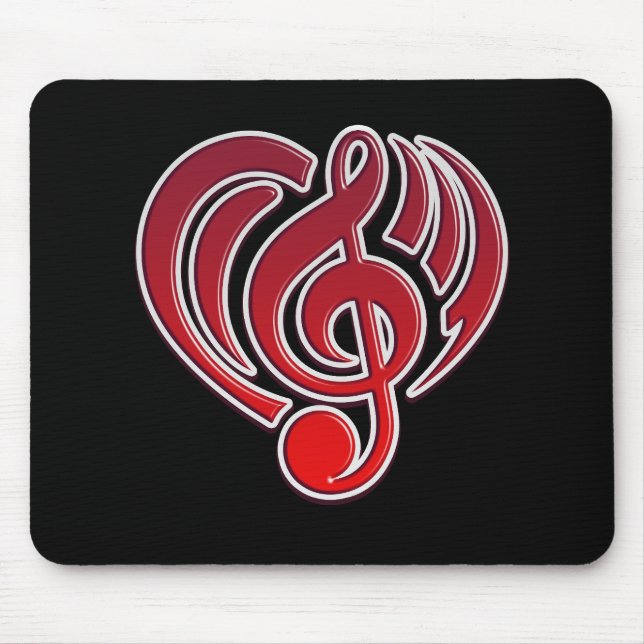 Vibrations Musical Love Red Heart Music Note DJ Mouse Mat (Front)