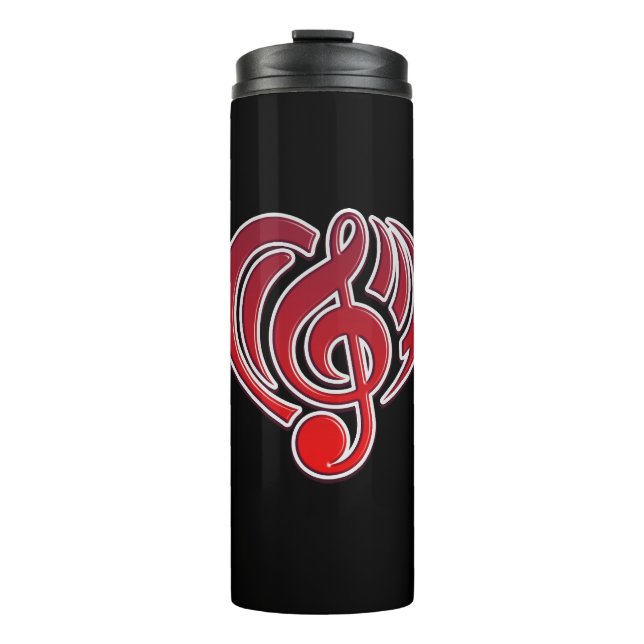 Vibrations Musical Love Red Heart Music Note DJ Thermal Tumbler (Front)