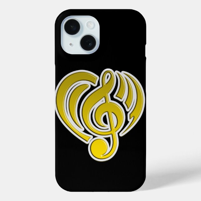 Vibrations Musical Love Yellow Heart Music Note DJ Case-Mate iPhone Case (Back)