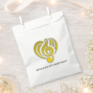 Vibrations Musical Love Yellow Heart Music Note DJ Favour Bags