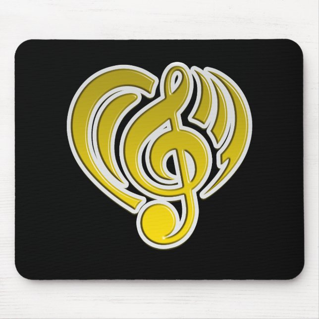 Vibrations Musical Love Yellow Heart Music Note DJ Mouse Mat (Front)