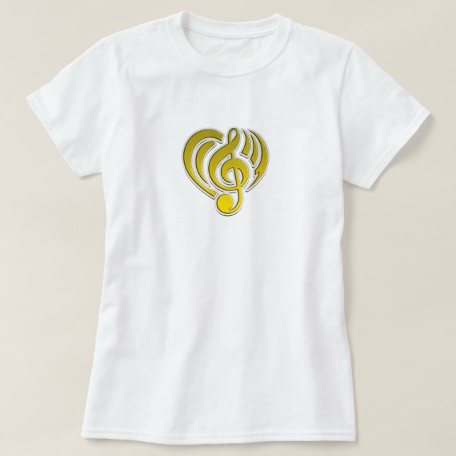 Vibrations Musical Love Yellow Heart Music Note DJ T-Shirt (Design Front)