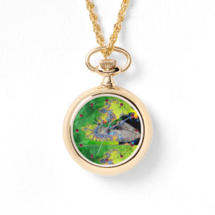 VIBRATIONS OF MATTER,FRACTAL WOMAN IN GREEN YELLOW WATCH