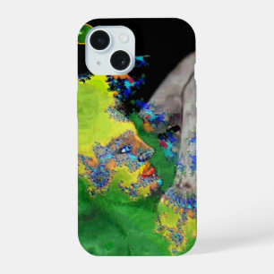VIBRATIONS OF MATTER Green Fractal Woman iPhone 15 Case