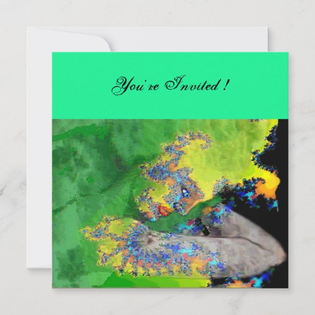 VIBRATIONS OF MATTER ,  green yellow black Invitation (Front)