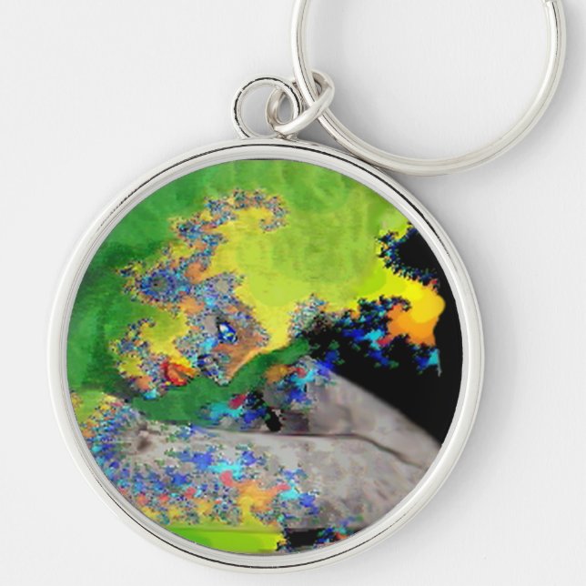 VIBRATIONS OF MATTER ,green yellow black Key Ring (Front)
