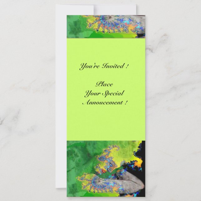 VIBRATIONS OF MATTER ,  green yellow black orange Invitation (Front)