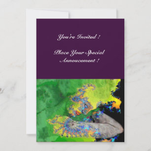 VIBRATIONS OF MATTER ,  green yellow purple Invitation