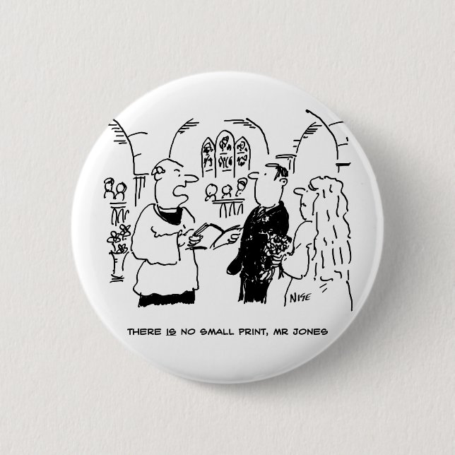 Vicar & Bridegroom at Wedding Marriage Ceremony 6 Cm Round Badge (Front)