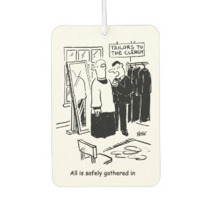 Vicar has a Cassock Fitting Church Cartoon Car Air Freshener