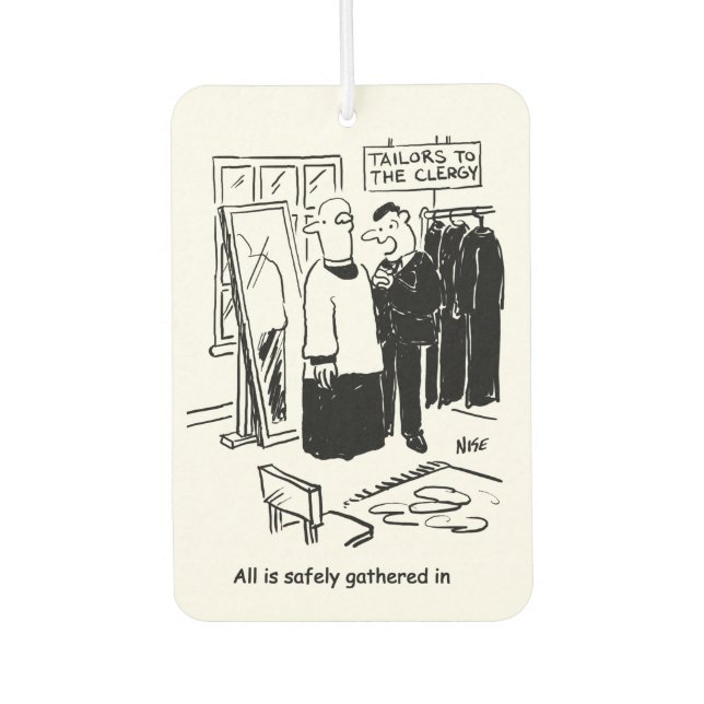 Vicar has a Cassock Fitting Church Cartoon Car Air Freshener (Front)