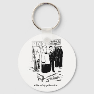 Vicar has a Cassock Fitting Church Cartoon Key Ring