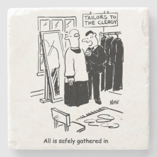 Vicar has a Cassock Fitting Church Cartoon Stone Coaster