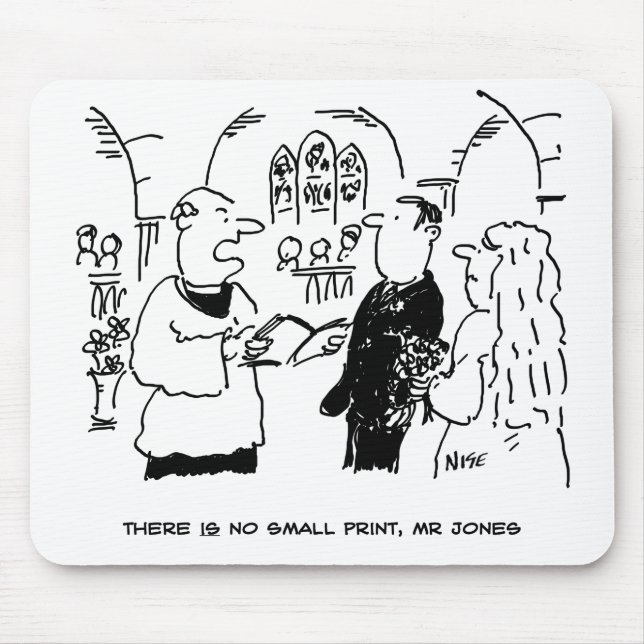 Vicar Says There's No Small Print Cartoon Mouse Mat (Front)