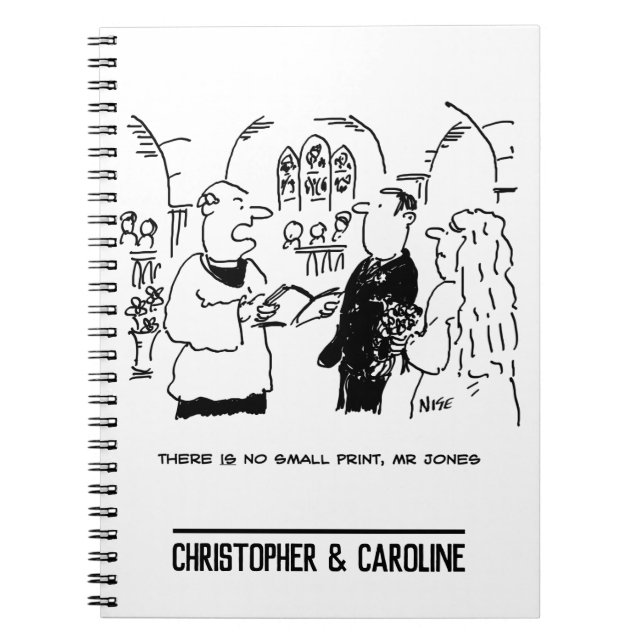Vicar Says There's No Small Print Cartoon Notebook (Front)