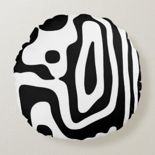 Vice Grip: Abstract Black & White Round Cushion