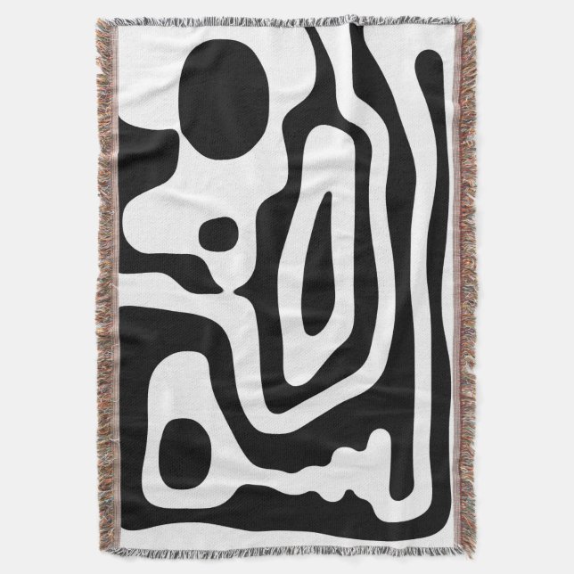 Vice Grip: Abstract Black & White Throw Blanket (Front Vertical)