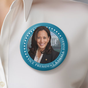 Vice President Kamala Harris 2024 - Teal Stars 7.5 Cm Round Badge