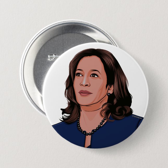Vice President Kamala Harris 7.5 Cm Round Badge (Front & Back)