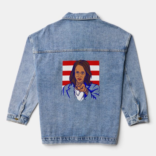 vice president kamala harris flag denim jacket (Back)