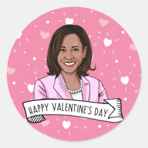 Vice President Kamala Harris Valentine's Day Classic Round Sticker