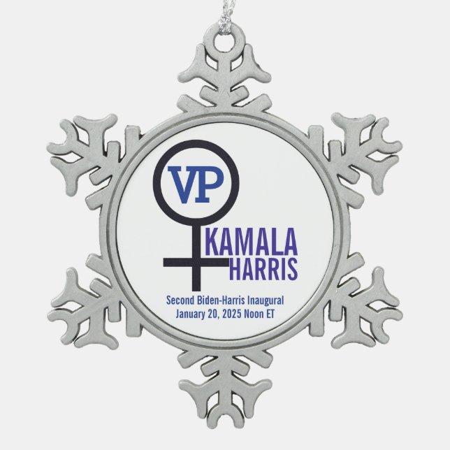 Vice President Kamala Harris VP Inauguration Snowflake Pewter Christmas Ornament (Front)