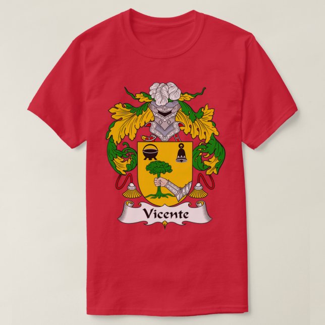 Vicente Coat of Arms Family Crest  T-Shirt (Design Front)