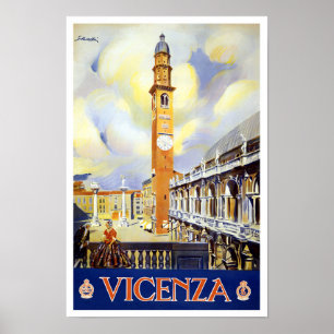Vicenza Italy vintage travel Poster
