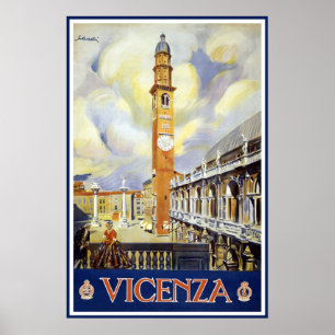 Vicenza Italy Vintage Travel Poster