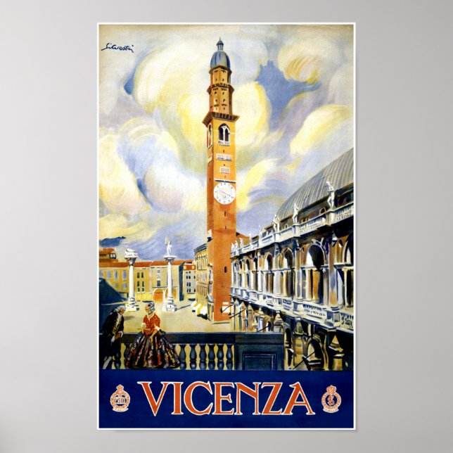 Vicenza Italy Vintage Travel Poster Restored (Front)