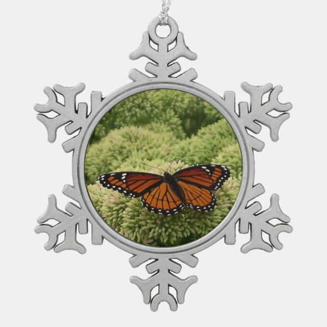 Viceroy Butterfly Beautiful Nature Photography Snowflake Pewter Christmas Ornament (Front)