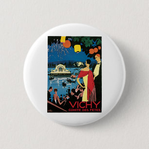 Vichy France Comite Des Fetes Art 1926 Nightlight 6 Cm Round Badge