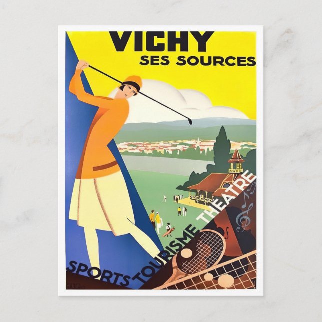 Vichy France vintage travel Postcard (Front)