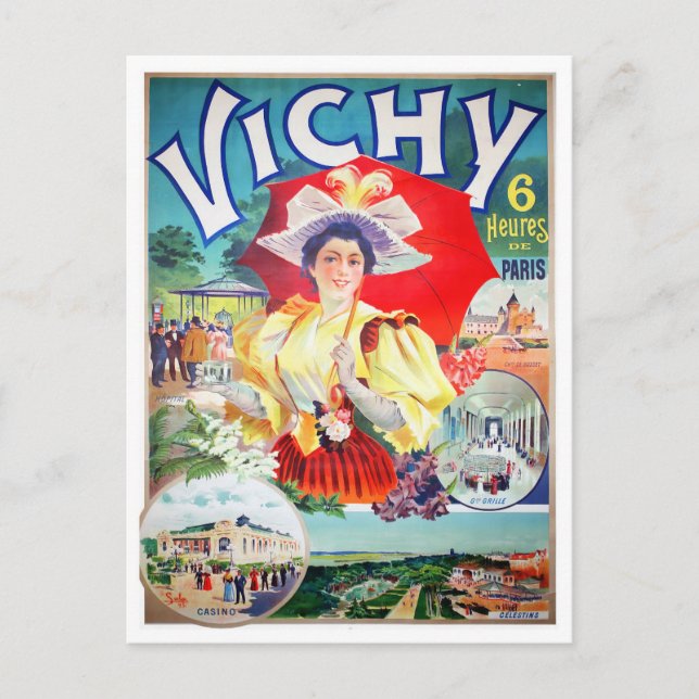 Vichy France vintage travel Postcard (Front)