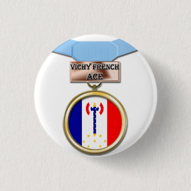 Vichy French Ace medal button (Front)