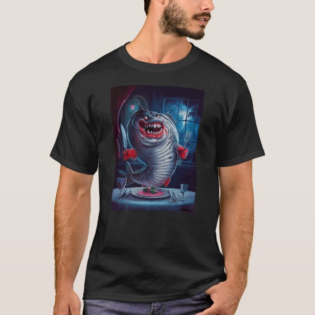 Vicious Anthropomorphic Fish With Cutlery Horror T-Shirt (Front)