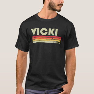 VICKI Gift Name Personalised Retro Vintage 80s 90s T-Shirt