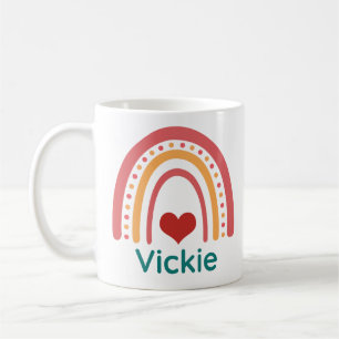 Vickie Name Vintage Boho Rainbow Coffee Mug