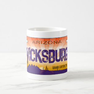 Vicksburg Arizona flag license plate mug