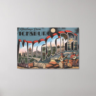 Vicksburg, Mississippi - Large Letter Scenes Canvas Print