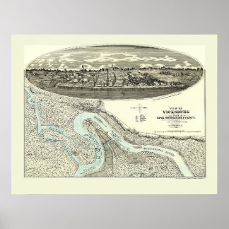 Vicksburg, MS Panoramic Map - 1863 Poster