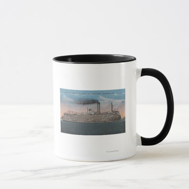 Vicksburg, MS - View of Boat with Cotton Onboard Mug (Right)