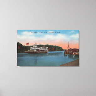 Vicksburg, MS - View of Mississippi River Ferry Canvas Print