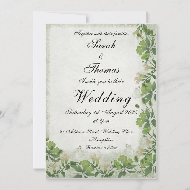 Vicorian Meadow Wedding Invitation (Front)